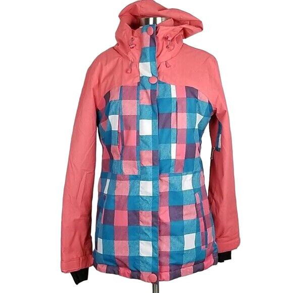 PWDR ROOM Jacket Women S Avenue Snowboard Ski Winter Waterproof Checker Preppy - Picture 1 of 8